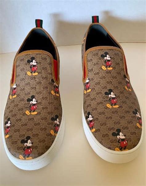 gucci mickey slip on|gucci embossed slip on shoes.